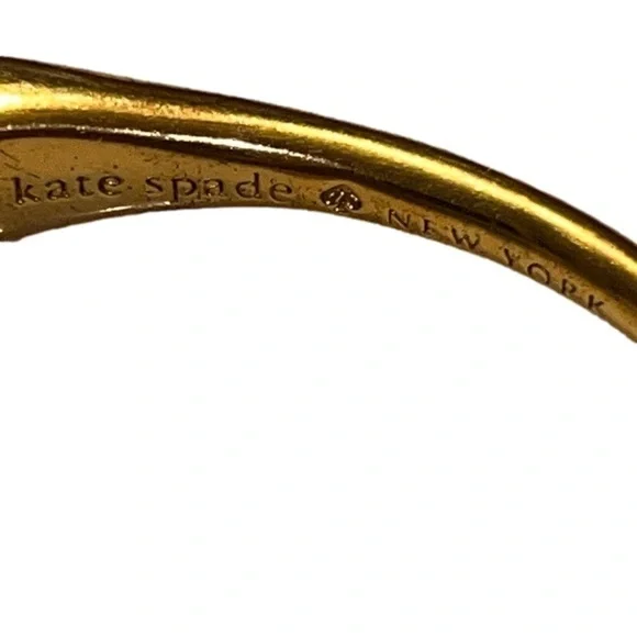 𝅺Kate Spade Knot Hinged Gold Open Bangle Cuff - Picture 4 of 5